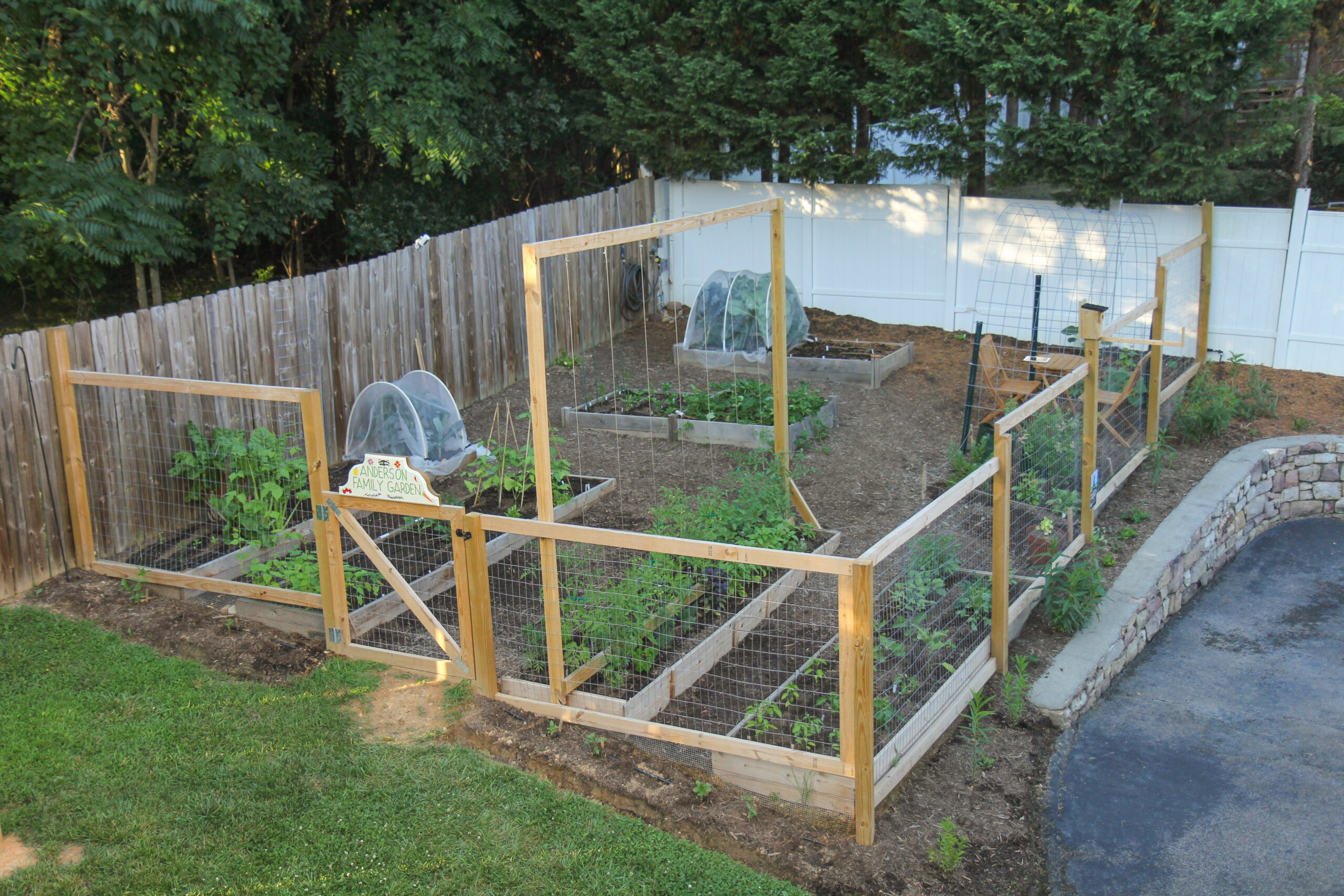custom sloped deer fence for vegetable garden